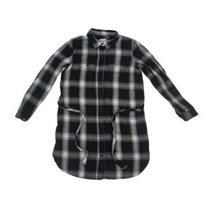 Universal Thread Black White Plaid Flannel Button Up Dress Size Med Women’s